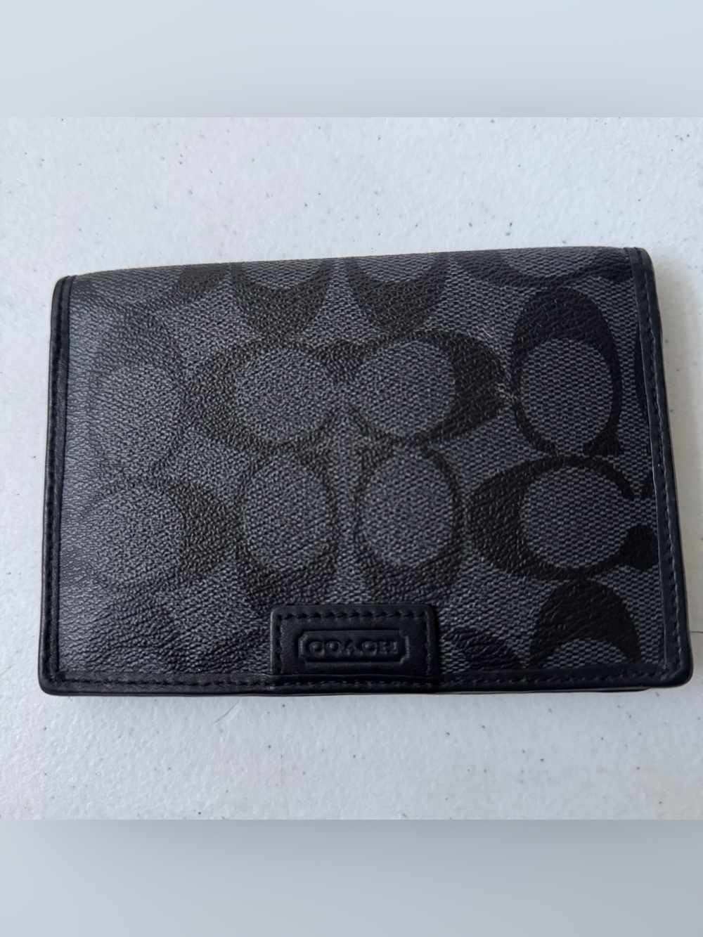 Coach Black Textured Leather Wallet with Embossed Logo